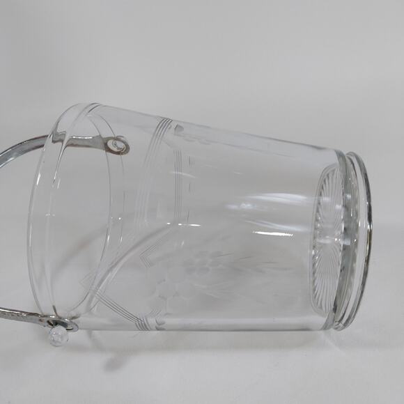 Vintage Etched Glass Ice Bucket‎ Metal Handle - Picture 5 of 6